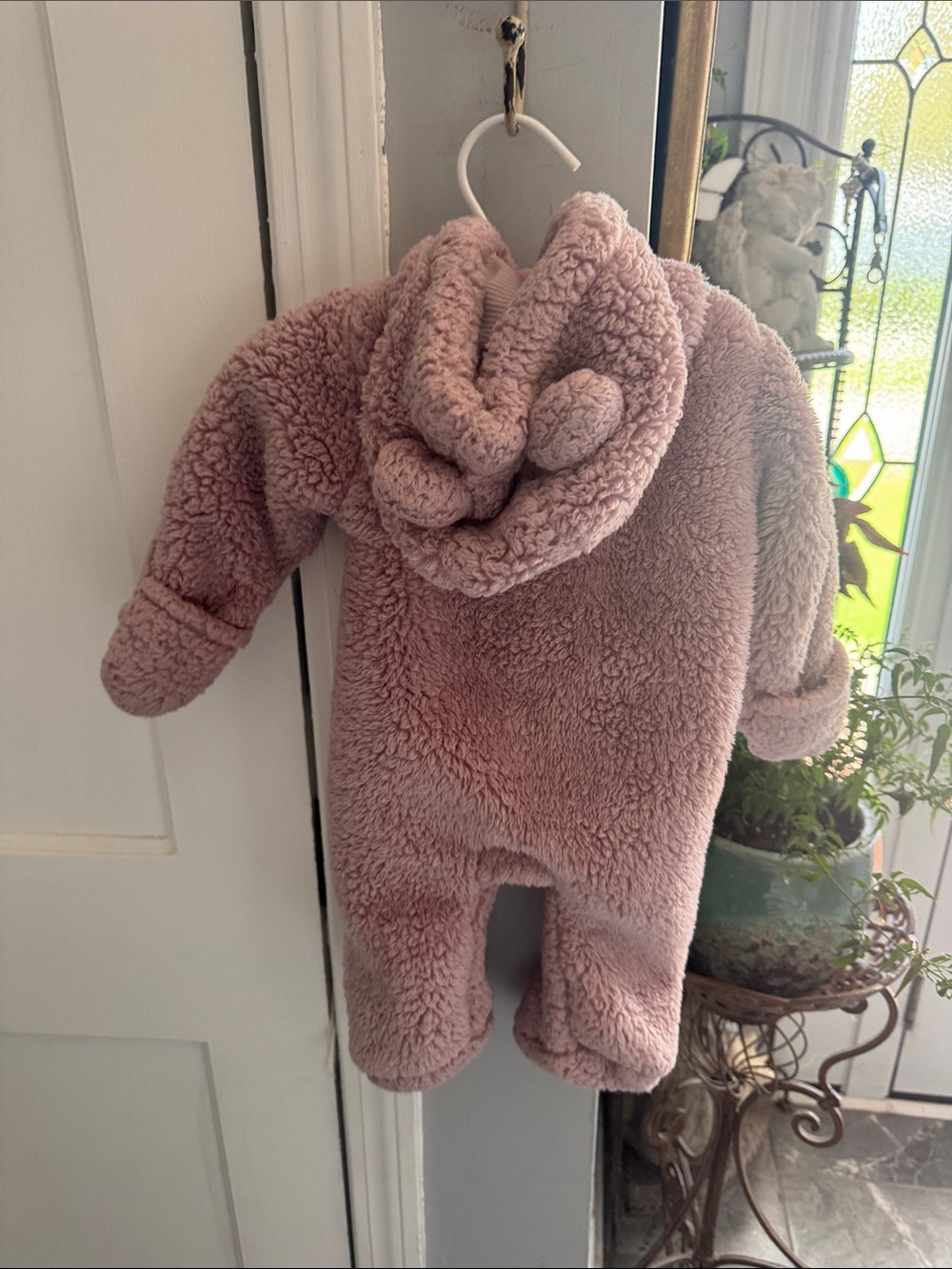Plush Pink Hooded Baby One-Piece - Picture 7 of 7
